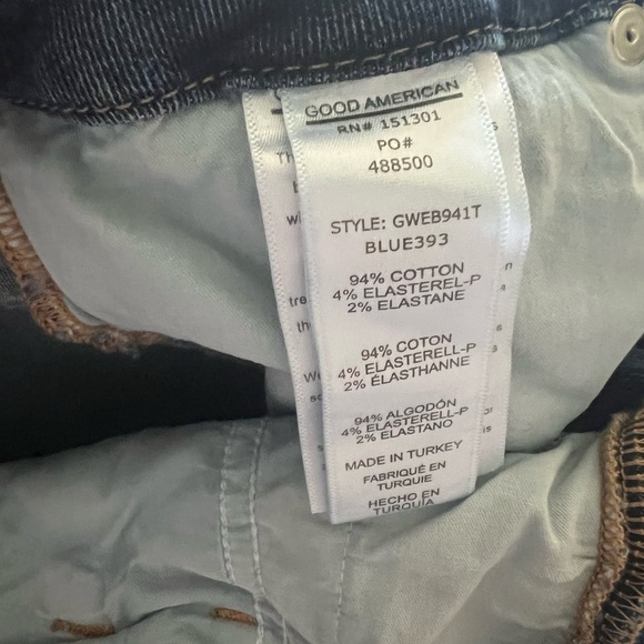 Good American Good Waist Size 6/28 Chewed Hem Distressed Stretch Skinny Jeans - Picture 5 of 7